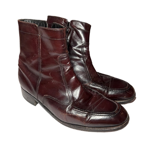 Florsheim Other - Florsheim Essex Dress Black Cherry Side Zip Ankle Boots Mens Size 9.5